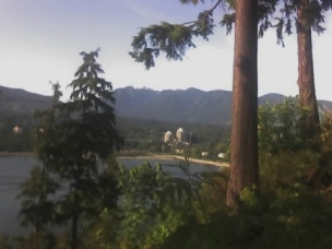 trees and mountains, Stanley Park, Vancouver, BC, June 2007